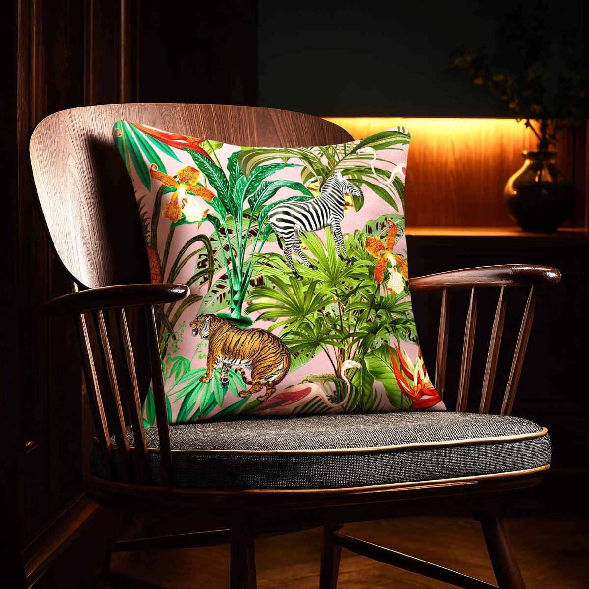 Jungle Fusion | Sustainable Velvet Cushion - Rosewater 40 x 40 cm Standard by Izabela Peters