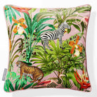 Jungle Fusion | Sustainable Velvet Cushion - Rosewater 40 x 40 cm Piped by Izabela Peters