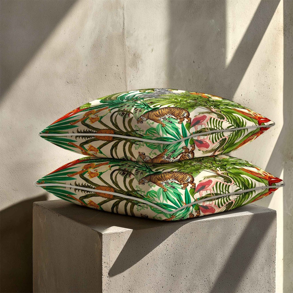 Jungle Fusion | Sustainable Velvet Cushion - Ivory Cream 40 x 40 cm Standard by Izabela Peters