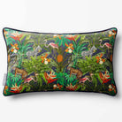 Jungle Fusion | Sustainable Velvet Rectangle Cushion - Graphite 50 x 30 cm Piped by Izabela Peters