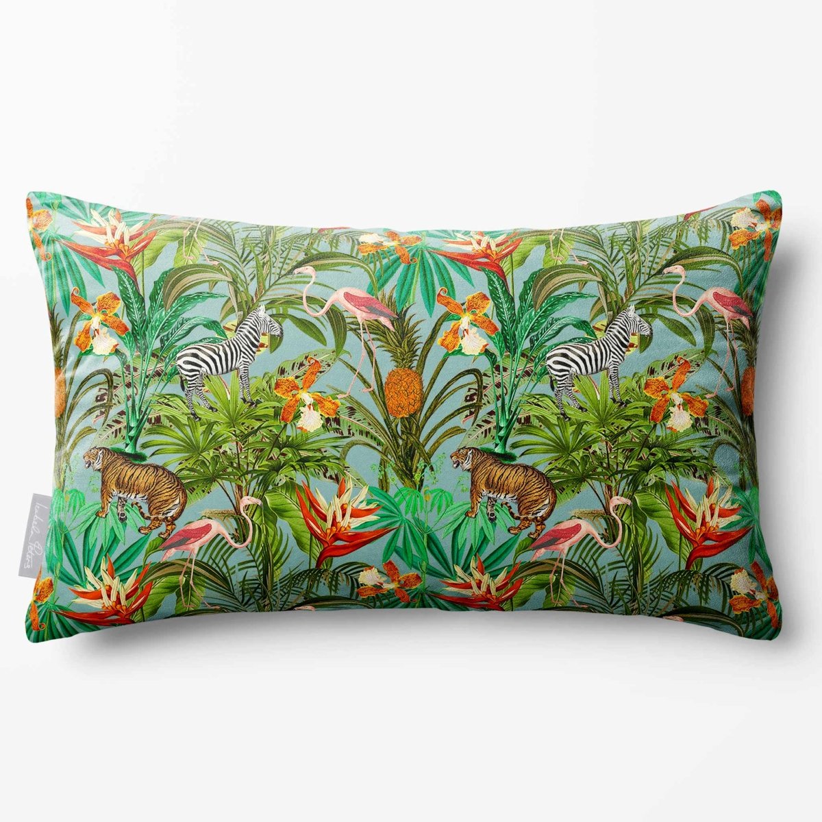 Jungle Fusion | Sustainable Velvet Rectangle Cushion - Blue Surf 50 x 30 cm Standard by Izabela Peters