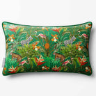 Jungle Fusion | Sustainable Velvet Rectangle Cushion - Emerald Green 50 x 30 cm Piped by Izabela Peters
