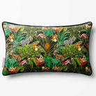 Jungle Fusion | Sustainable Velvet Rectangle Cushion - Charcoal 50 x 30 cm Piped by Izabela Peters