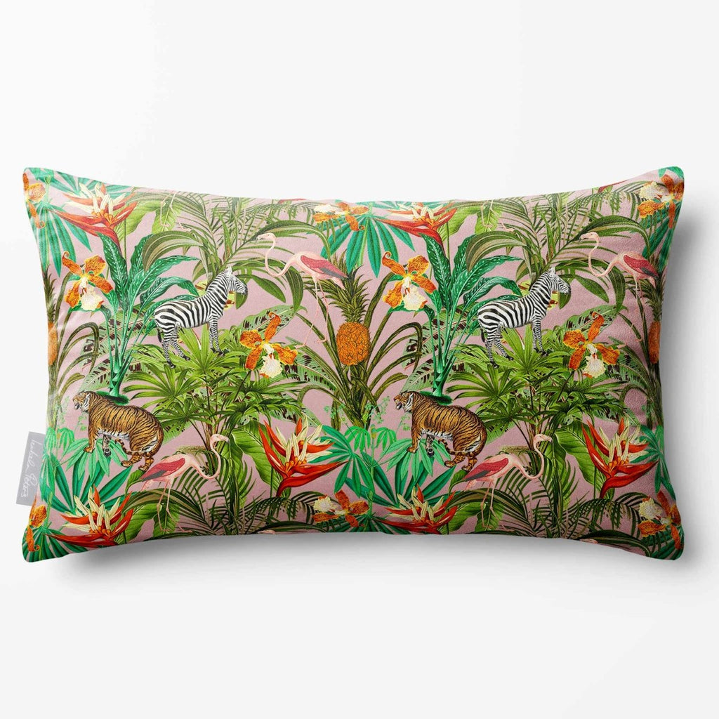 Jungle Fusion | Sustainable Velvet Rectangle Cushion - Rosewater 50 x 30 cm Standard by Izabela Peters