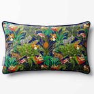 Jungle Fusion | Sustainable Velvet Rectangle Cushion - Midnight 50 x 30 cm Piped by Izabela Peters