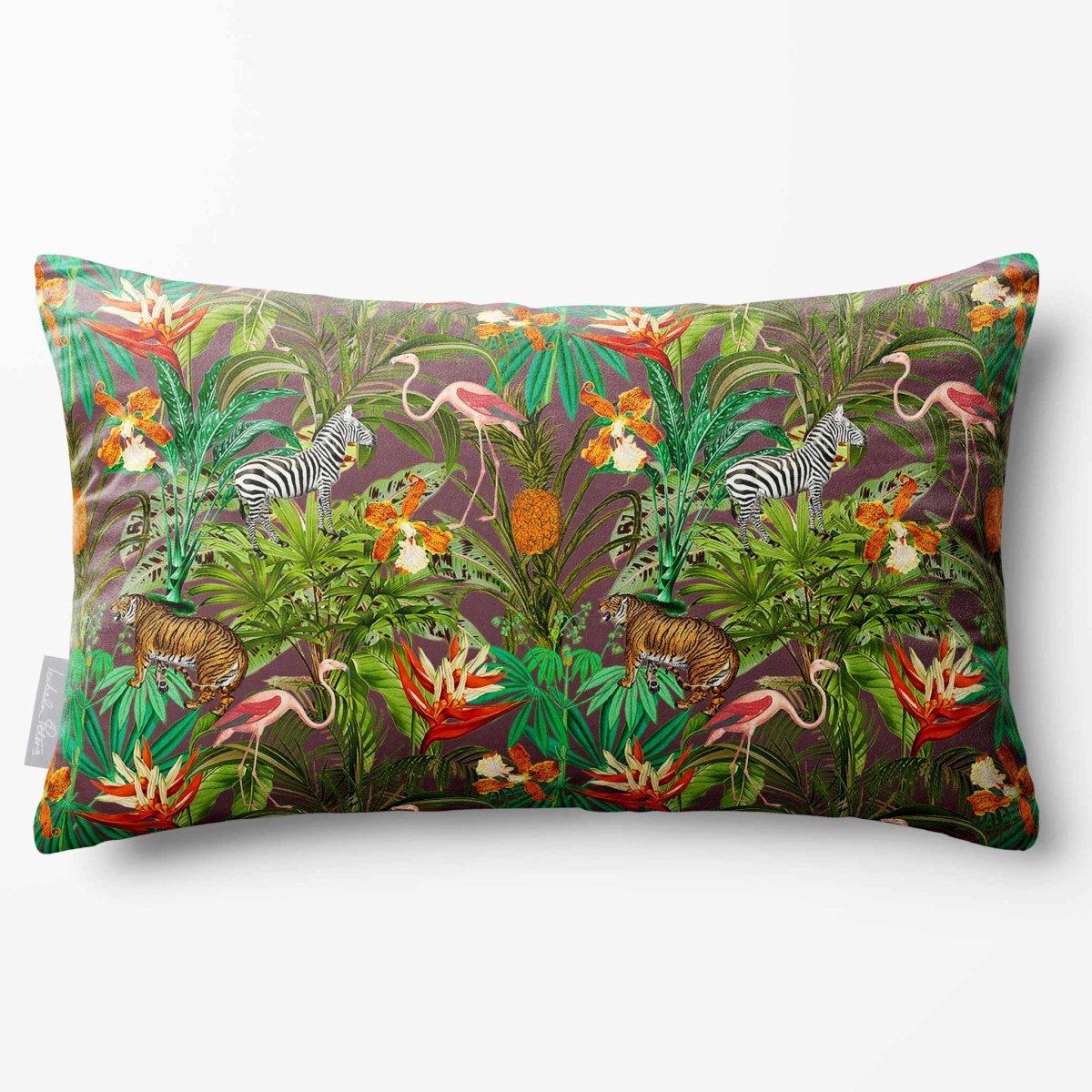Jungle Fusion | Sustainable Velvet Rectangle Cushion - Italian Grape 50 x 30 cm Standard by Izabela Peters