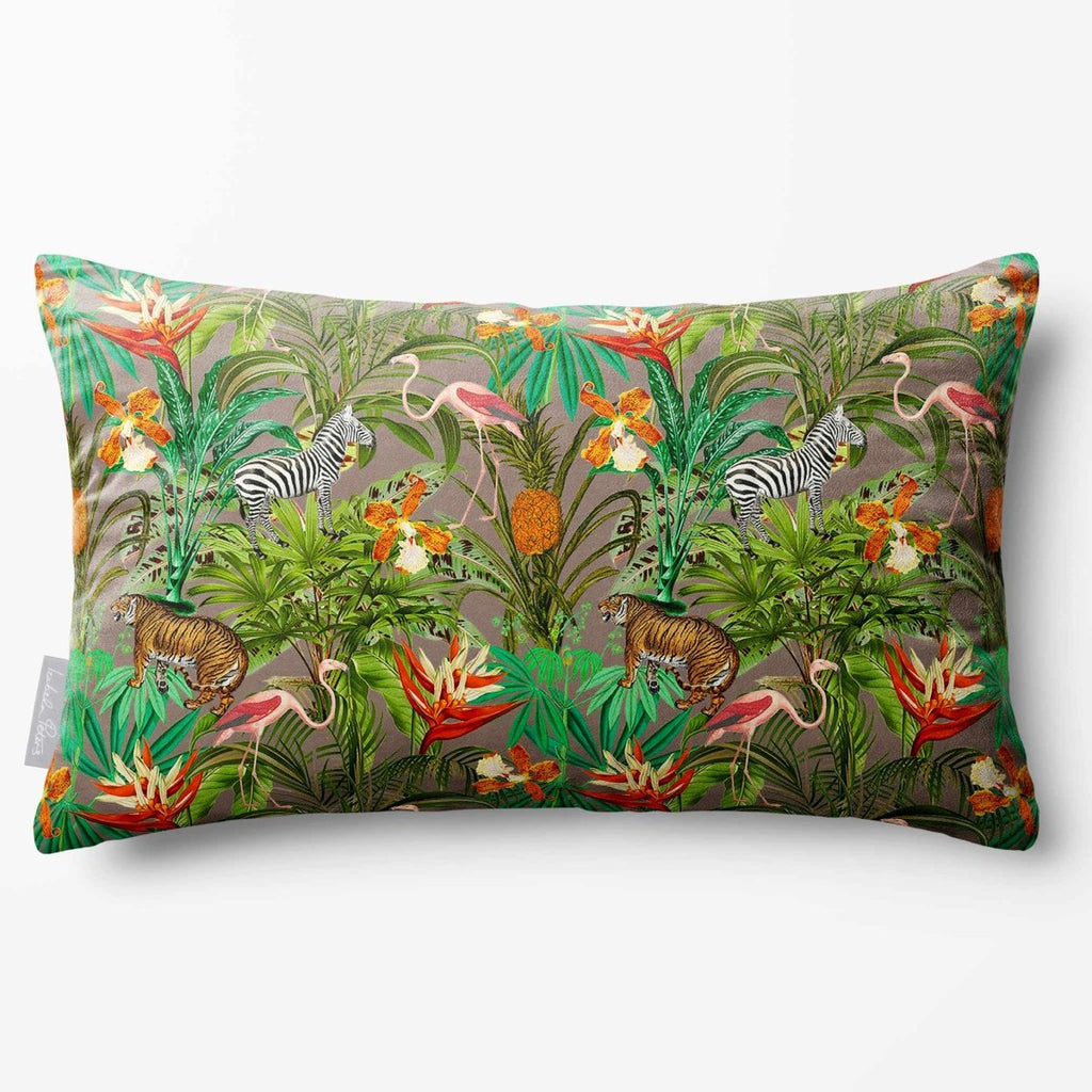 Jungle Fusion | Sustainable Velvet Rectangle Cushion - Dovedale Stone 50 x 30 cm Standard by Izabela Peters