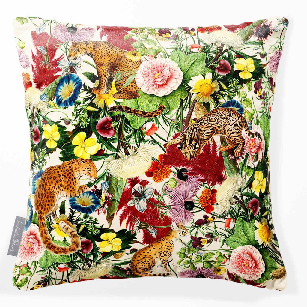 Junglescape | Sustainable Velvet Cushion - Ivory Cream 40 x 40 cm Smooth by Izabela Peters
