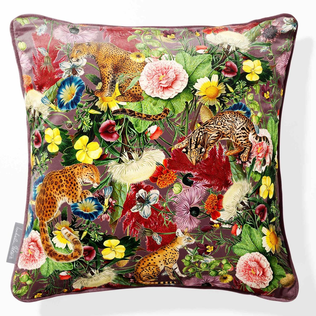 Junglescape | Sustainable Velvet Cushion - Italian Grape 40 x 40 cm Piped by Izabela Peters
