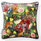 Junglescape | Sustainable Velvet Cushion - Estate Blue 40 x 40 cm Piped by Izabela Peters