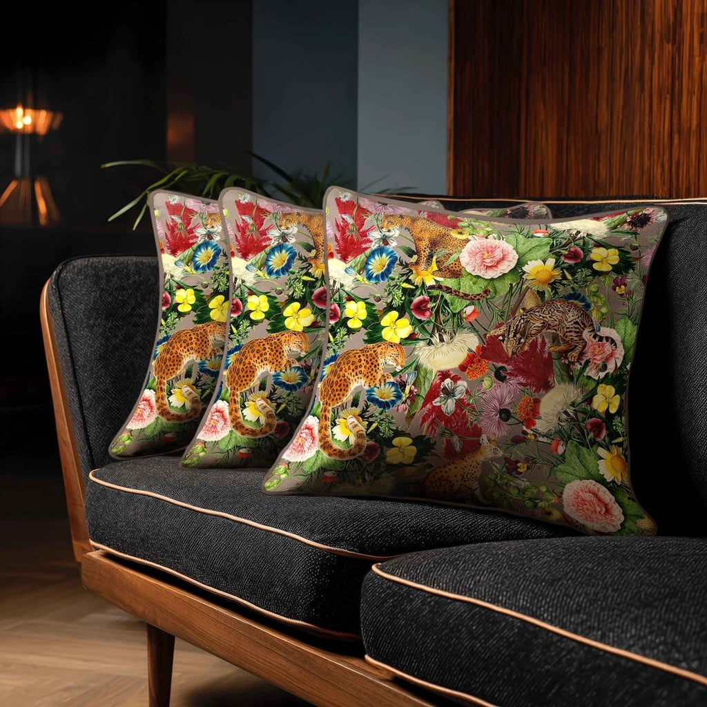 Junglescape | Sustainable Velvet Cushion - Dovedale Stone 40 x 40 cm Standard by Izabela Peters