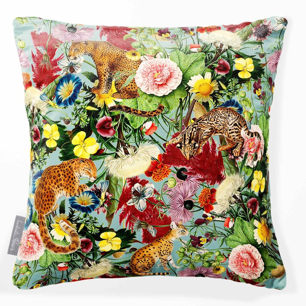 Junglescape | Sustainable Velvet Cushion - Blue Surf 40 x 40 cm Smooth by Izabela Peters