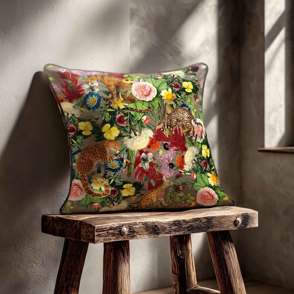 Junglescape | Sustainable Velvet Cushion - Dovedale Stone 40 x 40 cm Standard by Izabela Peters