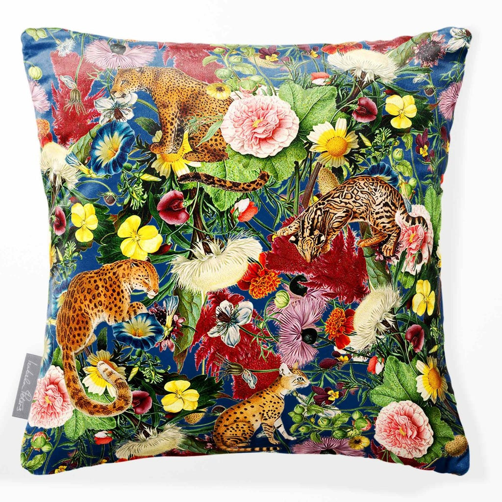 Junglescape | Sustainable Velvet Cushion - Estate Blue 40 x 40 cm Smooth by Izabela Peters