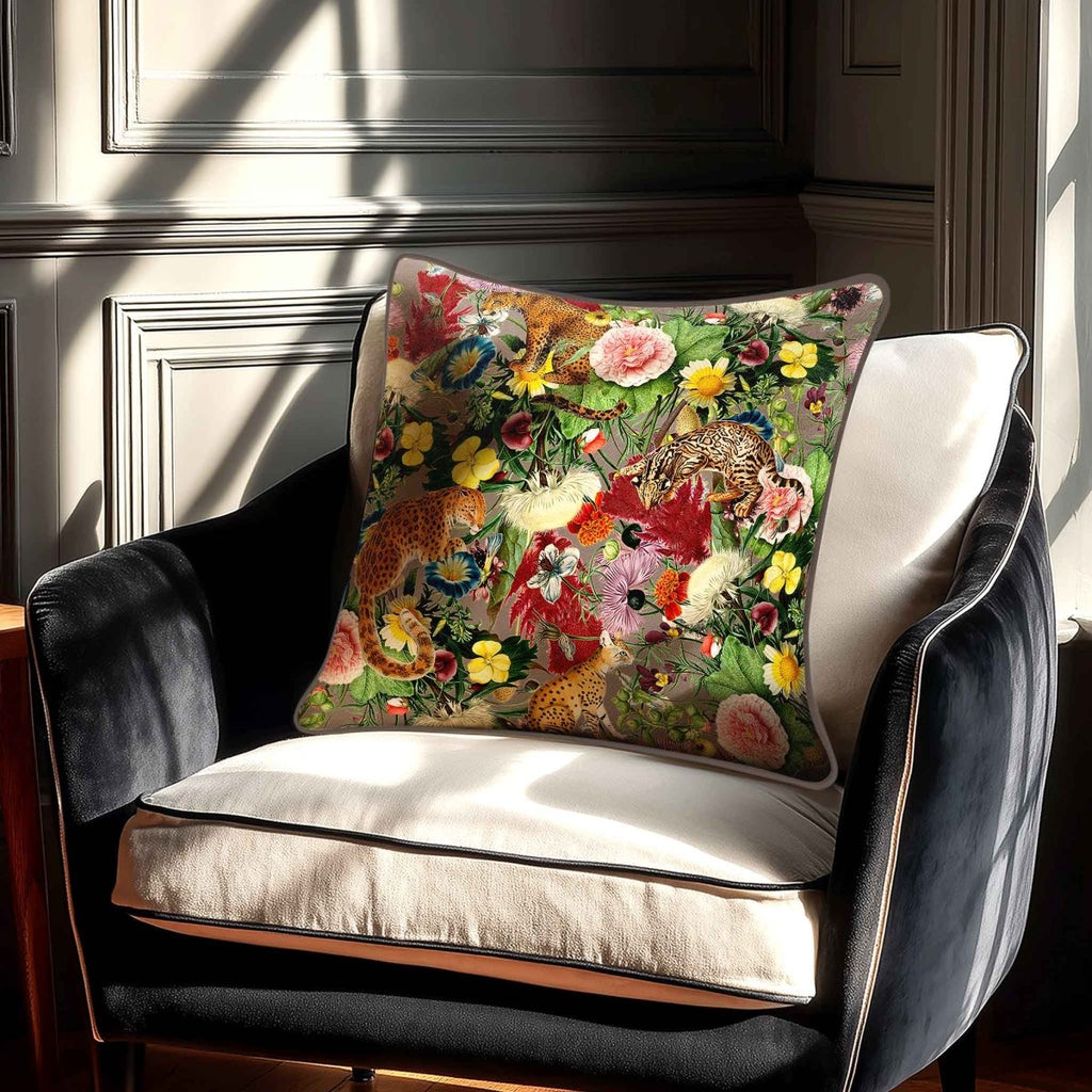 Junglescape | Sustainable Velvet Cushion - Dovedale Stone 40 x 40 cm Standard by Izabela Peters