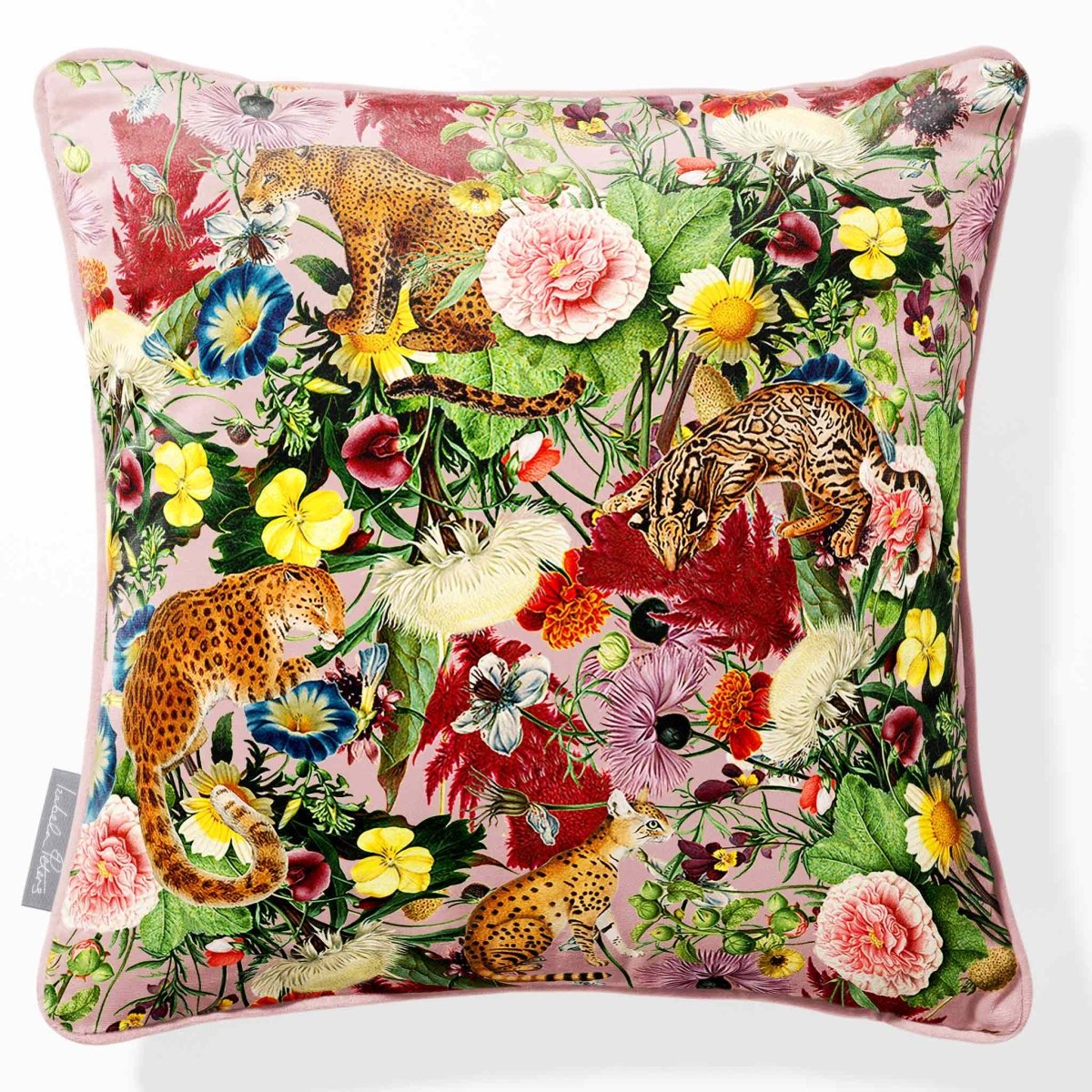 Junglescape | Sustainable Velvet Cushion - Rosewater 40 x 40 cm Piped by Izabela Peters