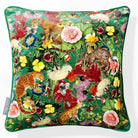 Junglescape | Sustainable Velvet Cushion - Emerald Green 40 x 40 cm Piped by Izabela Peters