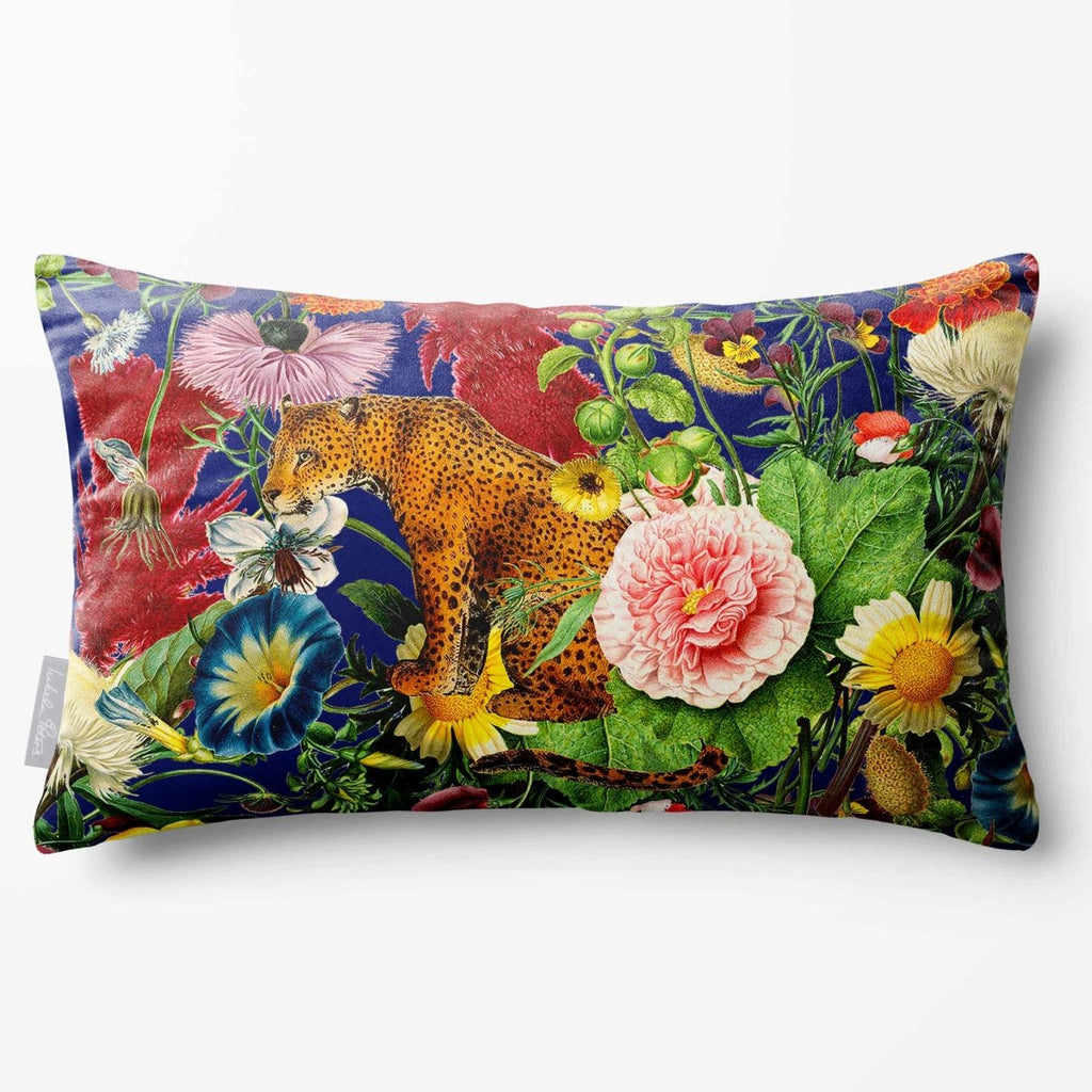 Junglescape | Sustainable Velvet Rectangle Cushion - Midnight 50 x 30 cm Standard by Izabela Peters
