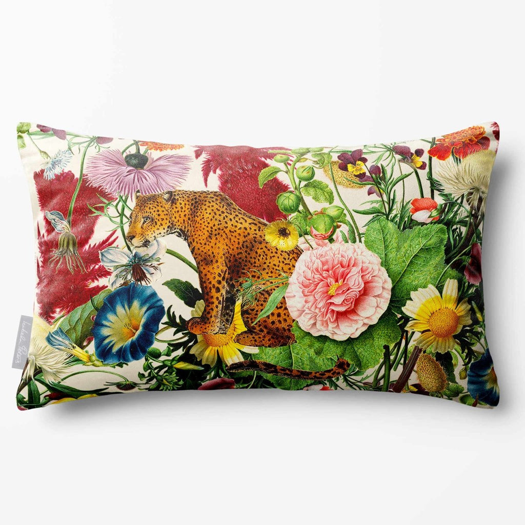 Junglescape | Sustainable Velvet Rectangle Cushion - Ivory Cream 50 x 30 cm Standard by Izabela Peters