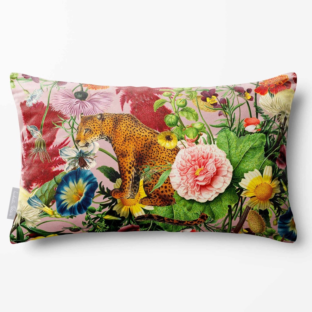 Junglescape | Sustainable Velvet Rectangle Cushion - Rosewater 50 x 30 cm Standard by Izabela Peters