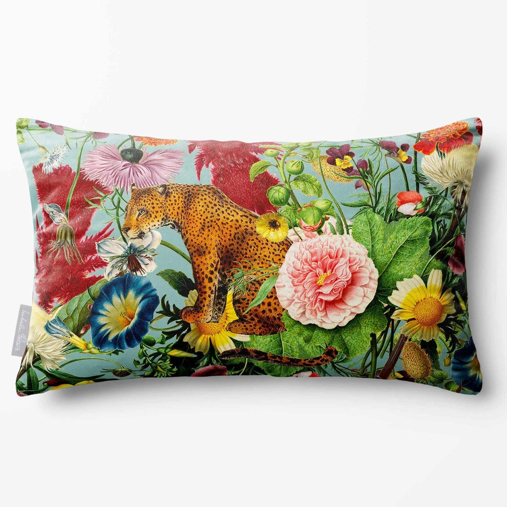 Junglescape | Sustainable Velvet Rectangle Cushion - Blue Surf 50 x 30 cm Standard by Izabela Peters