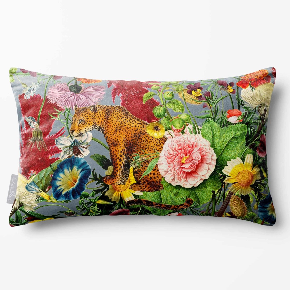 Junglescape | Sustainable Velvet Rectangle Cushion - French Grey 50 x 30 cm Standard by Izabela Peters