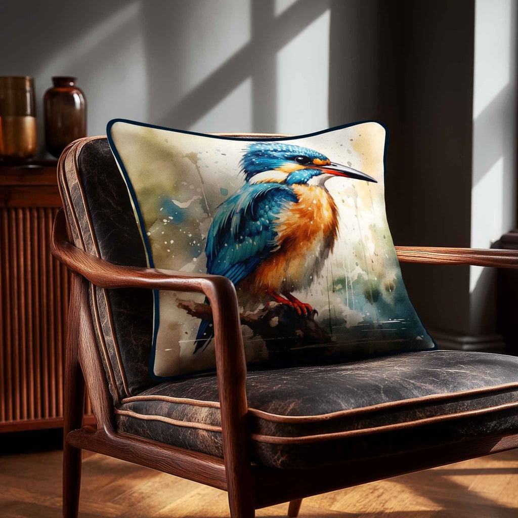 Kingfisher | Sustainable Velvet Cushion - 40 x 40 cm Piped by Izabela Peters