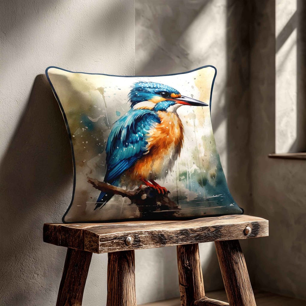 Kingfisher | Sustainable Velvet Cushion - 40 x 40 cm Piped by Izabela Peters