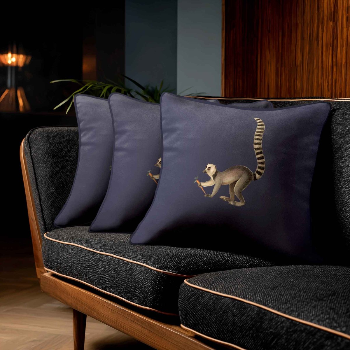 Lemur | Sustainable Velvet Cushion - Graphite 40 x 40 cm Standard by Izabela Peters