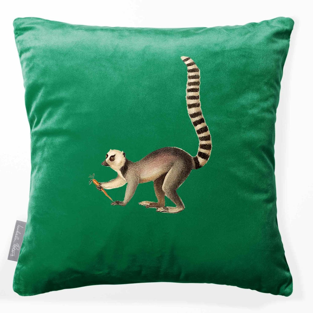Lemur | Sustainable Velvet Cushion - Emerald Green 40 x 40 cm Smooth by Izabela Peters