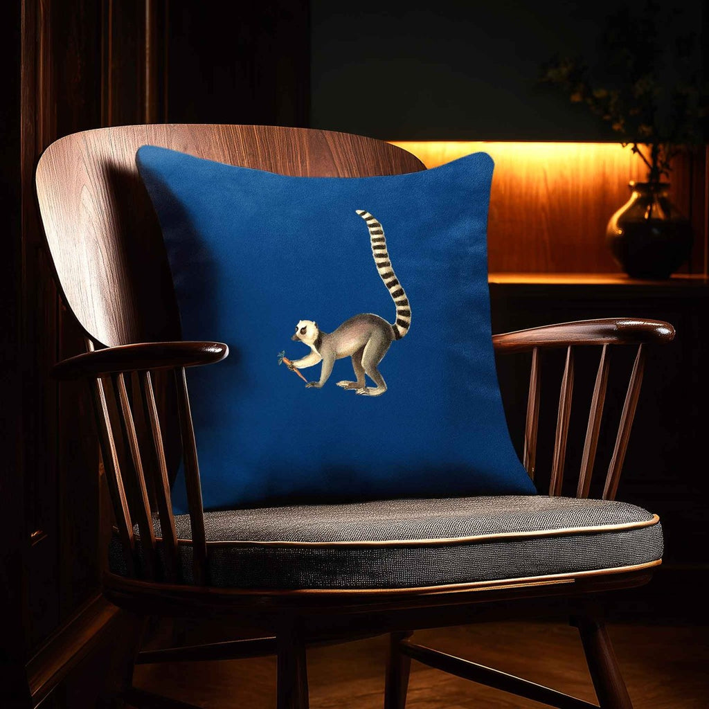 Lemur | Sustainable Velvet Cushion - Estate Blue 40 x 40 cm Standard by Izabela Peters