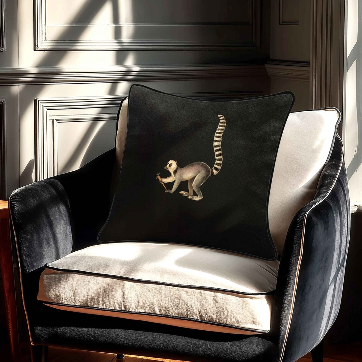 Lemur | Sustainable Velvet Cushion - Charcoal 40 x 40 cm Standard by Izabela Peters