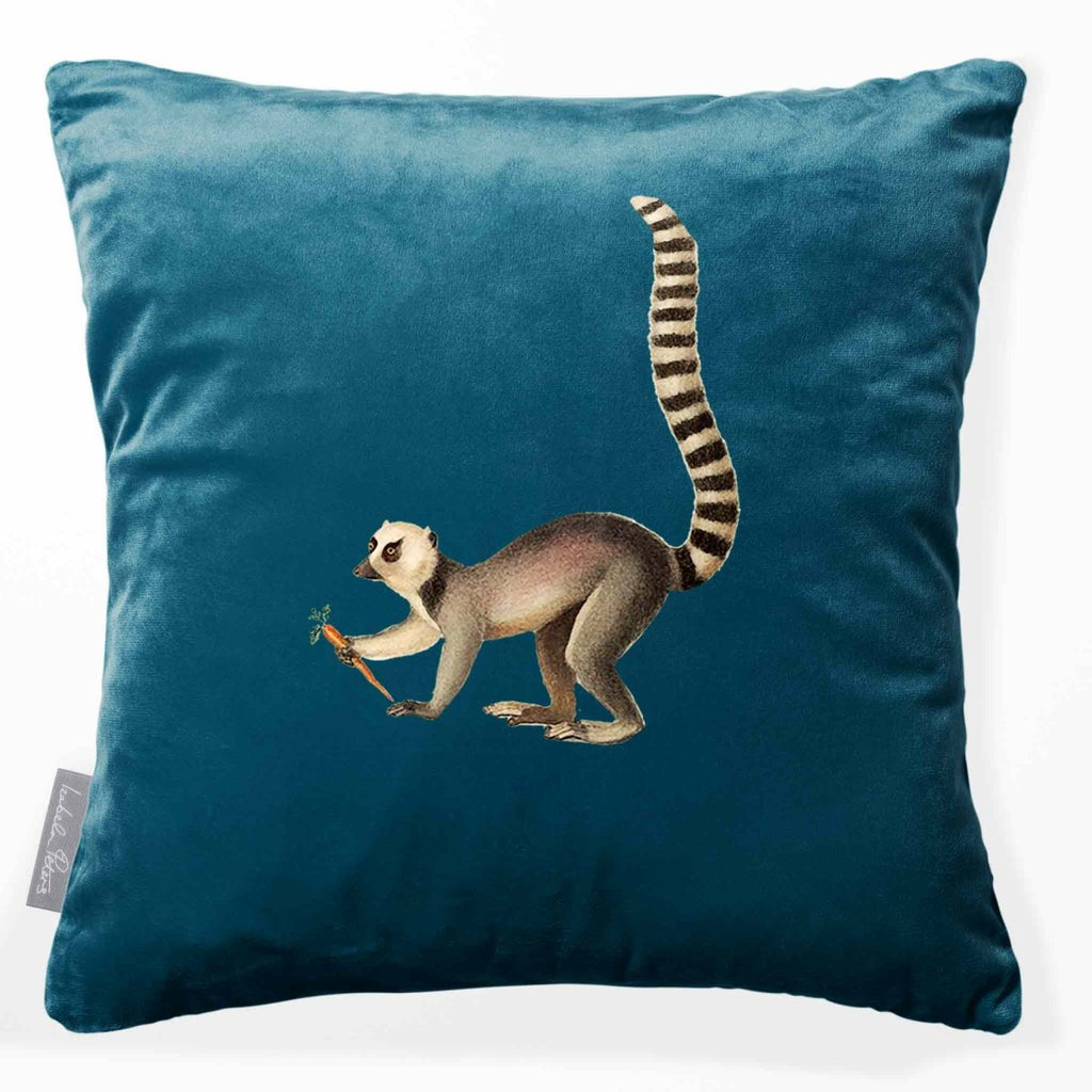 Lemur | Sustainable Velvet Cushion - Teal 40 x 40 cm Smooth by Izabela Peters