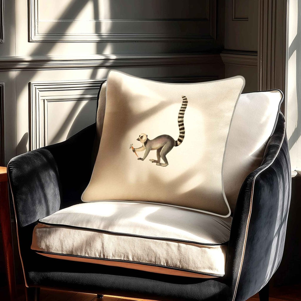 Lemur | Sustainable Velvet Cushion - Ivory Cream 40 x 40 cm Standard by Izabela Peters