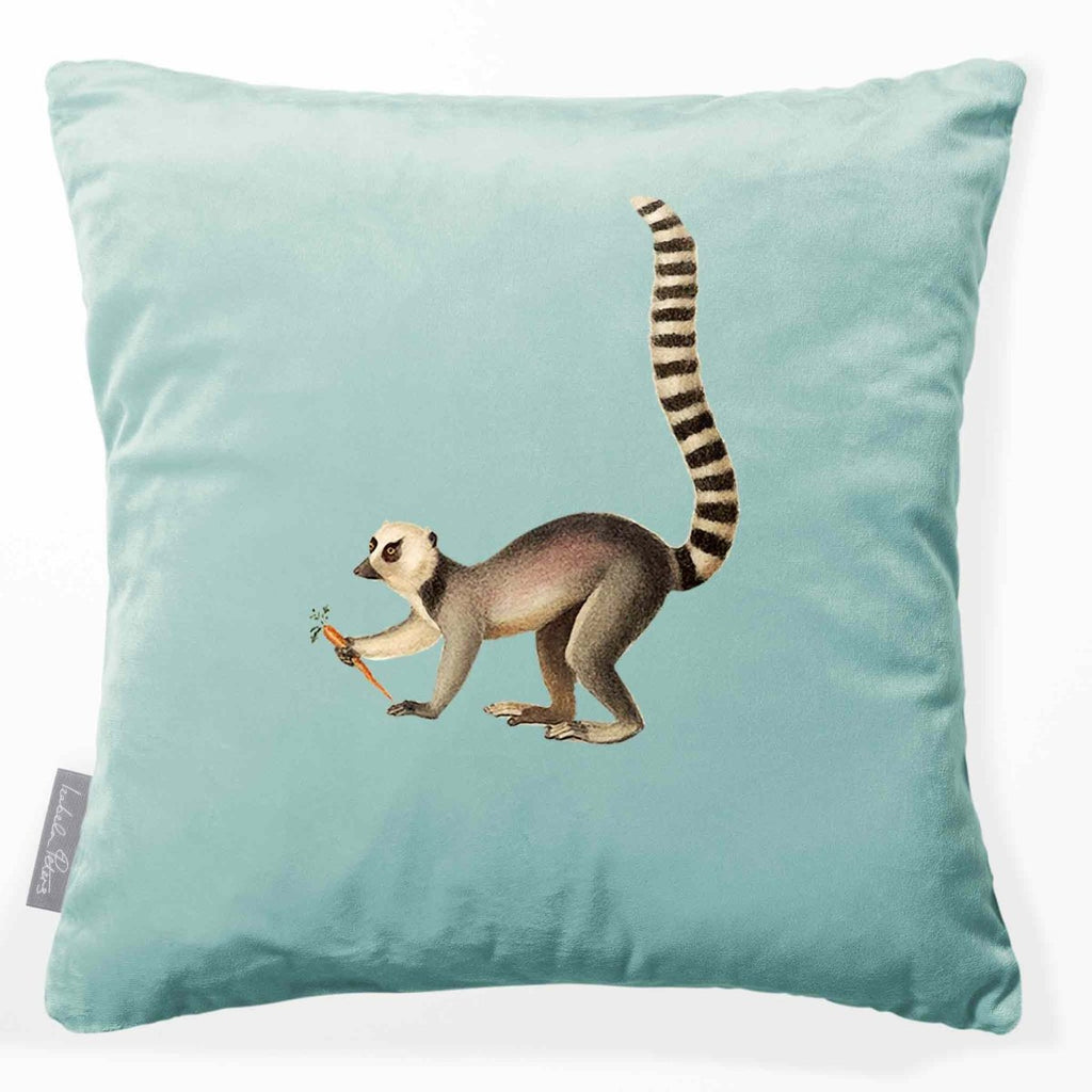 Lemur | Sustainable Velvet Cushion - Blue Surf 40 x 40 cm Smooth by Izabela Peters