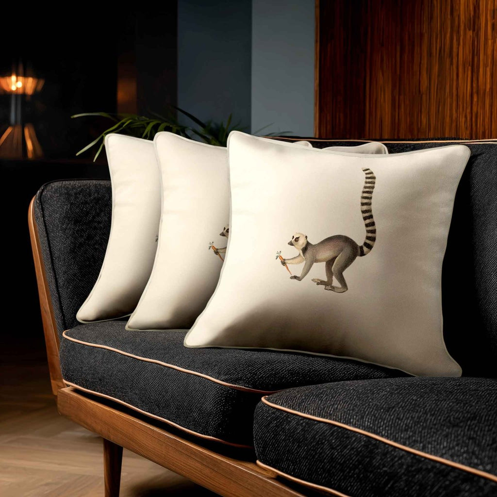 Lemur | Sustainable Velvet Cushion - Ivory Cream 40 x 40 cm Standard by Izabela Peters