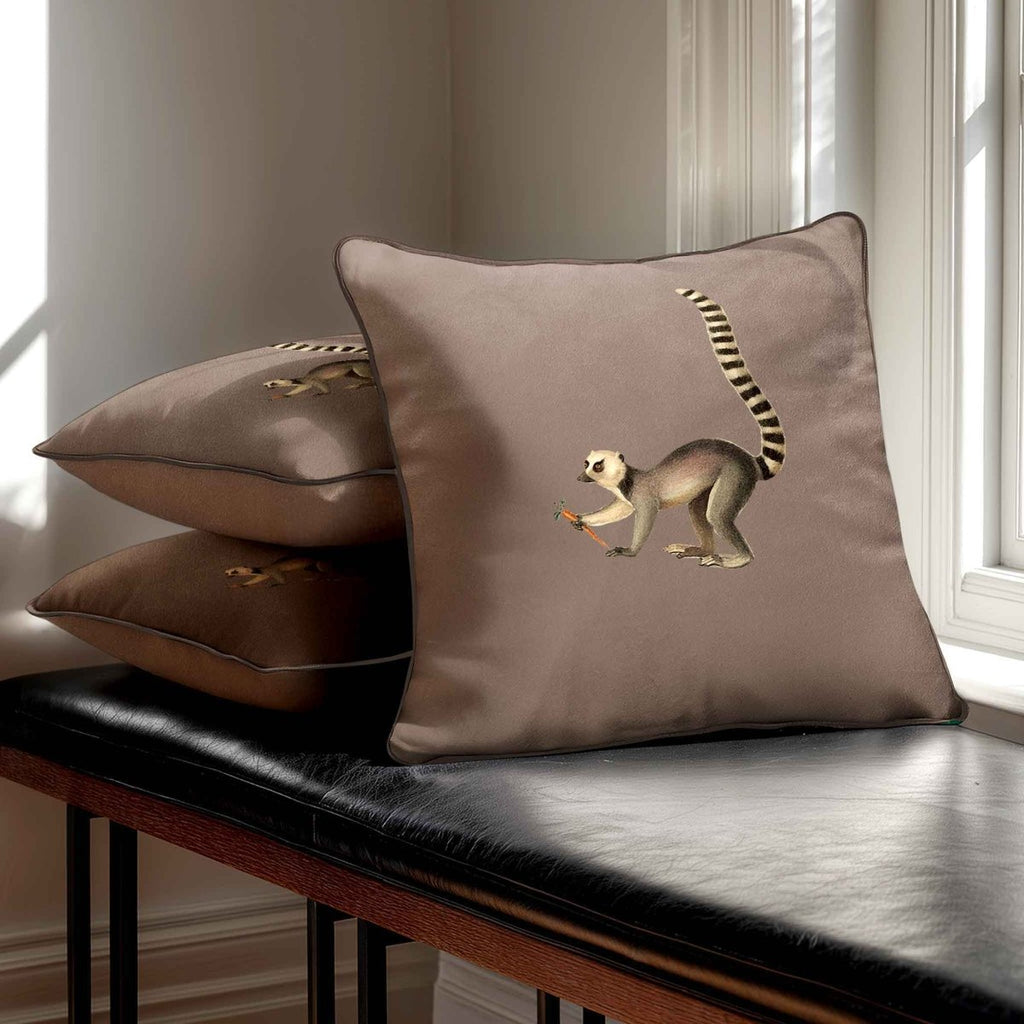 Lemur | Sustainable Velvet Cushion - Dovedale Stone 40 x 40 cm Standard by Izabela Peters