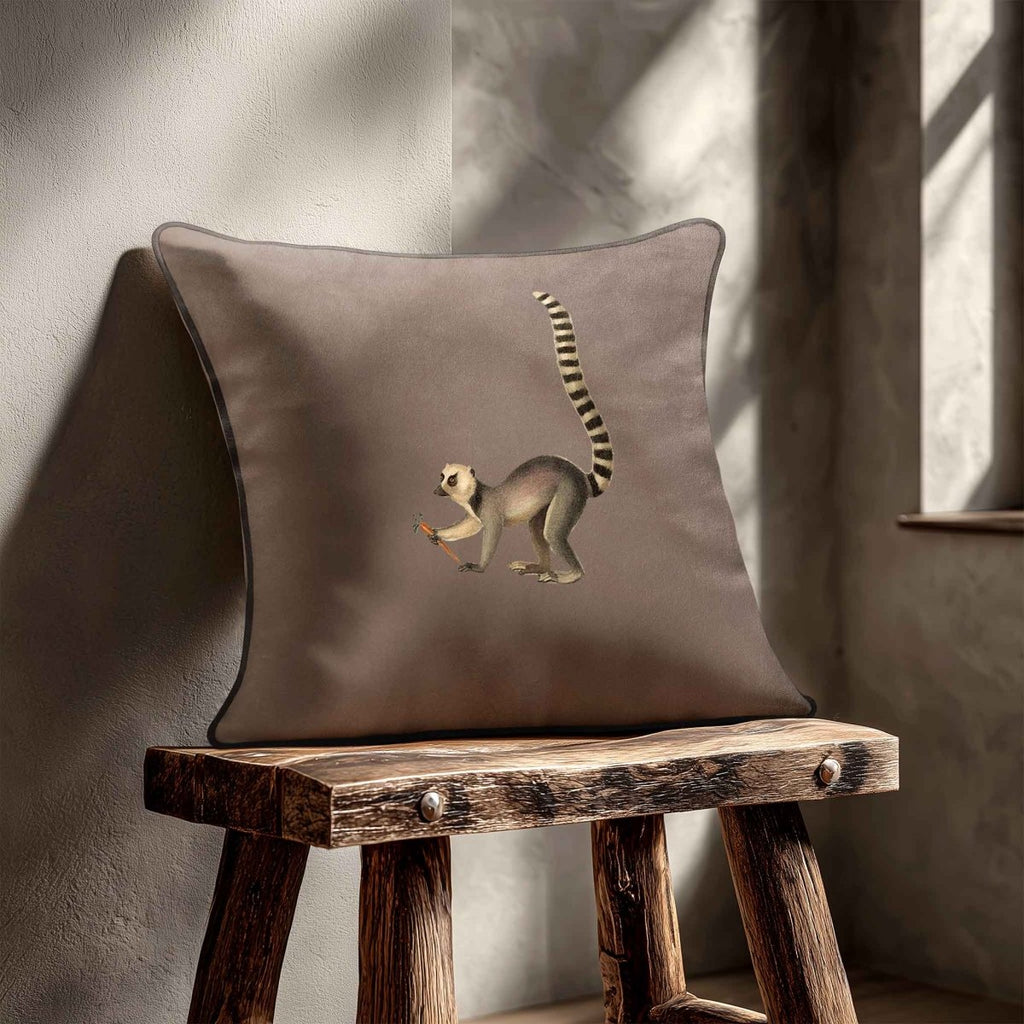 Lemur | Sustainable Velvet Cushion - Dovedale Stone 40 x 40 cm Standard by Izabela Peters