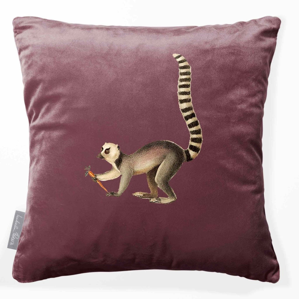Lemur | Sustainable Velvet Cushion - Italian Grape 40 x 40 cm Smooth by Izabela Peters