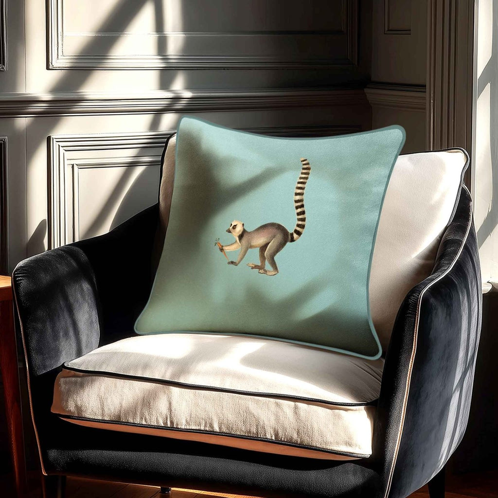 Lemur | Sustainable Velvet Cushion - Blue Surf 40 x 40 cm Standard by Izabela Peters