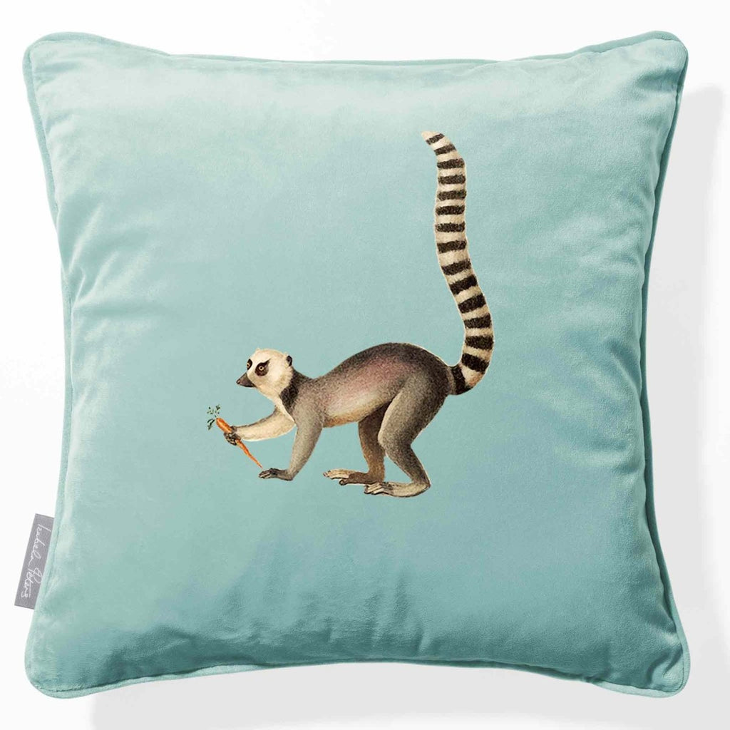 Lemur | Sustainable Velvet Cushion - Blue Surf 40 x 40 cm Piped by Izabela Peters