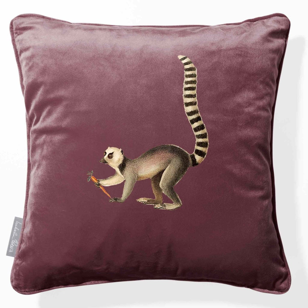 Lemur | Sustainable Velvet Cushion - Italian Grape 40 x 40 cm Piped by Izabela Peters