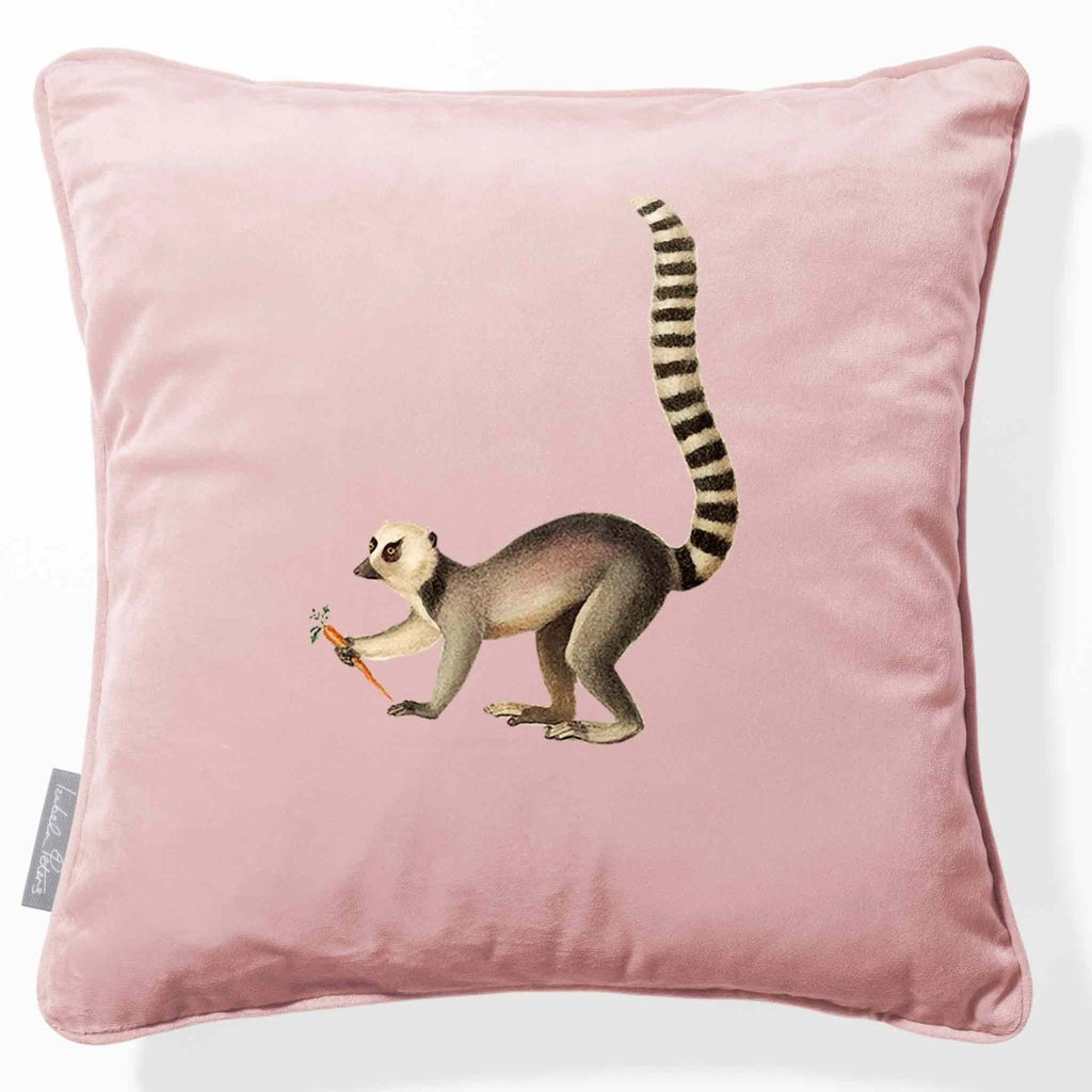 Lemur | Sustainable Velvet Cushion - Rosewater 40 x 40 cm Piped by Izabela Peters