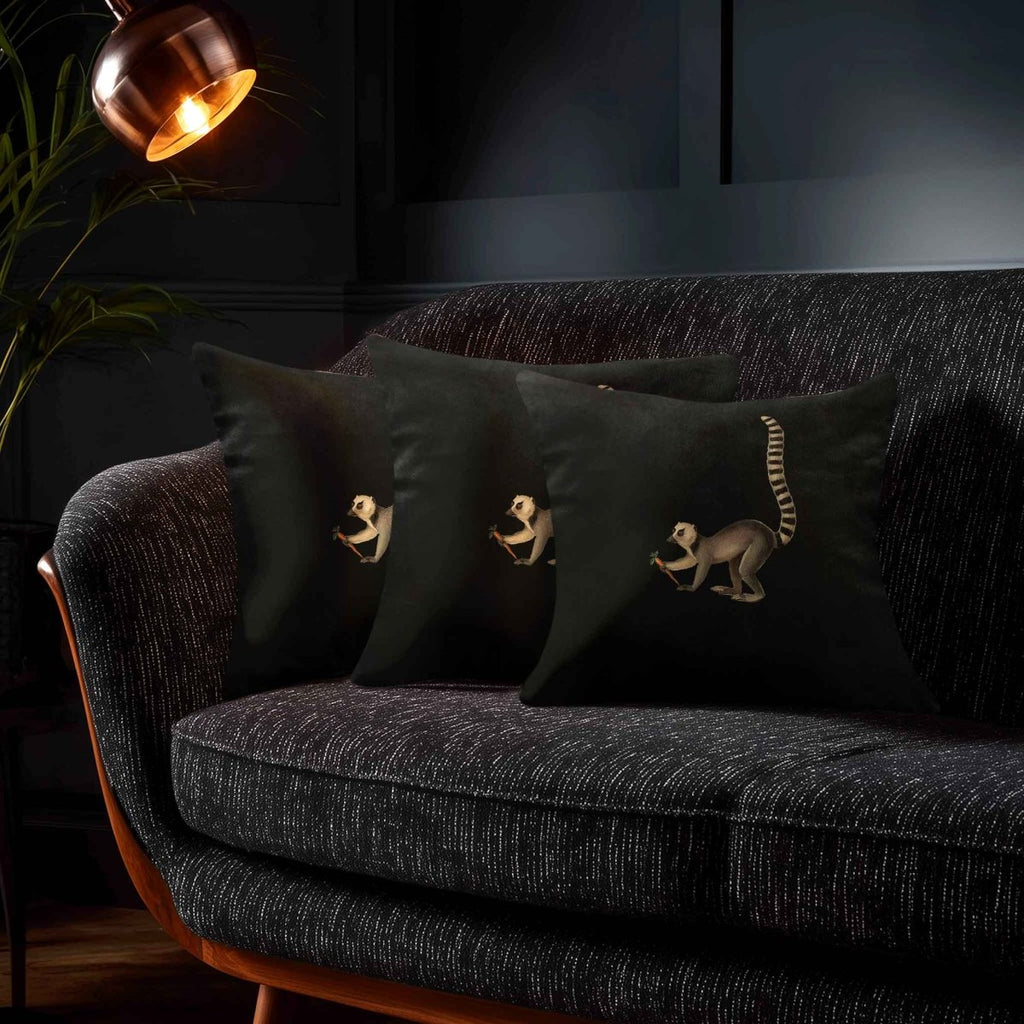 Lemur | Sustainable Velvet Cushion - Charcoal 40 x 40 cm Standard by Izabela Peters
