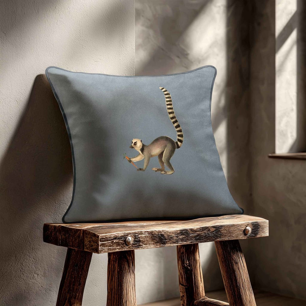 Lemur | Sustainable Velvet Cushion - French Grey 40 x 40 cm Standard by Izabela Peters
