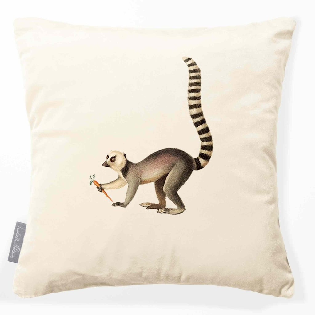 Lemur | Sustainable Velvet Cushion - Ivory Cream 40 x 40 cm Smooth by Izabela Peters