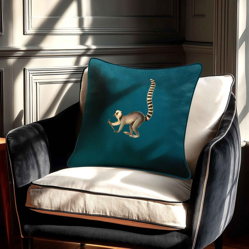 Lemur | Sustainable Velvet Cushion - Teal 40 x 40 cm Standard by Izabela Peters