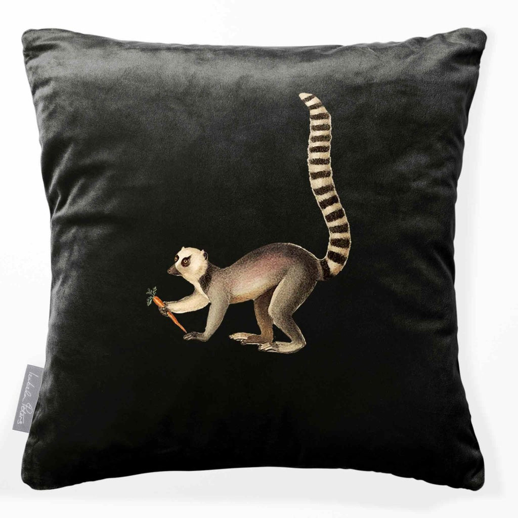 Lemur | Sustainable Velvet Cushion - Charcoal 40 x 40 cm Smooth by Izabela Peters