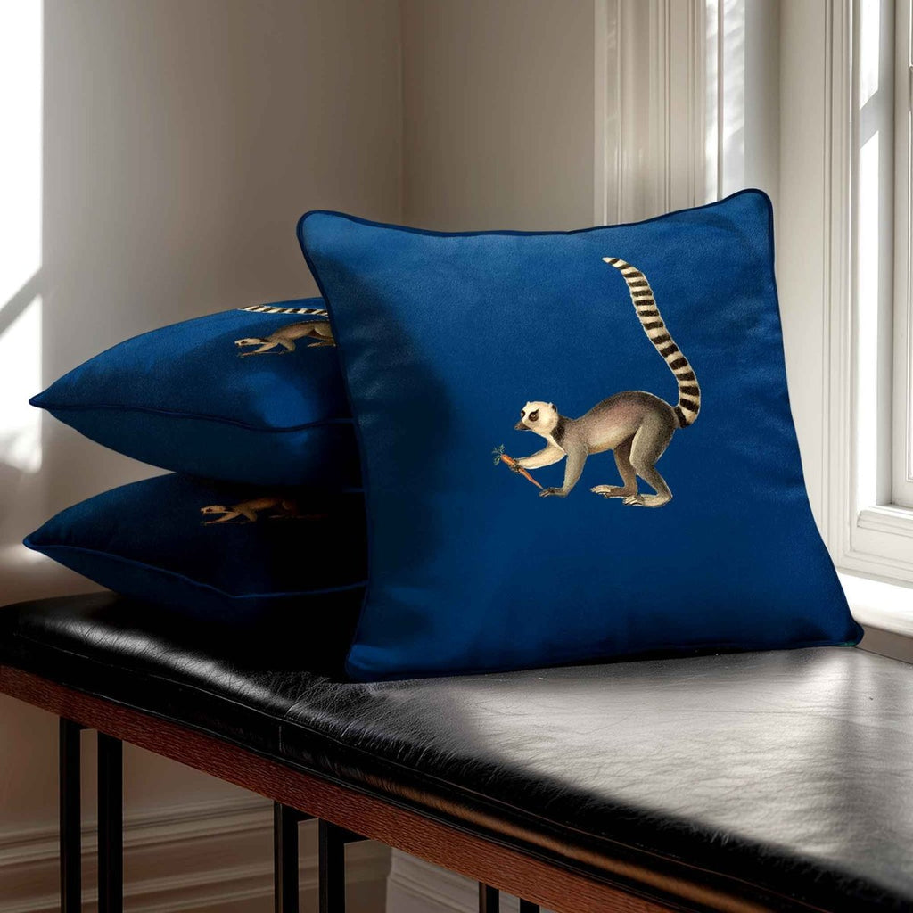 Lemur | Sustainable Velvet Cushion - Estate Blue 40 x 40 cm Standard by Izabela Peters