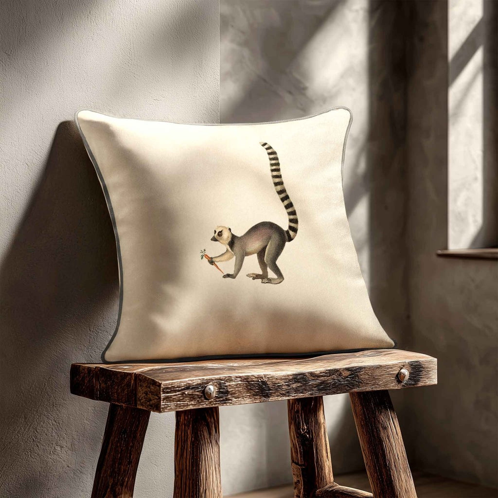 Lemur | Sustainable Velvet Cushion - Ivory Cream 40 x 40 cm Standard by Izabela Peters